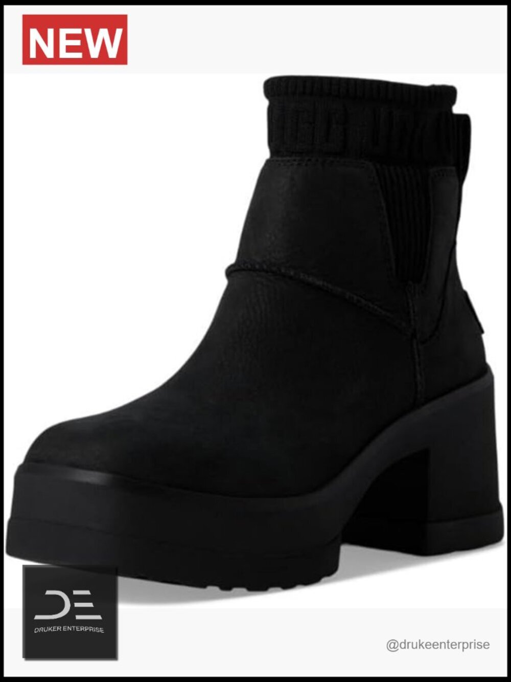 Women's Chelsea Bootie with Water-Resistant Suede and Platform Heel